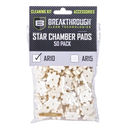 BREAKTHROUGH CLEAN TECHNOLOGIES AR-10 Chamber Star Pads, 8-32 Threads Male/Male Adapter, 5-Pack BT-AR10SCP-50PK